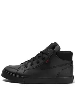 Image of Kickers Youth Tovni Hi Double Tongue Leather High Top School Shoe, Black, Size 5 Older