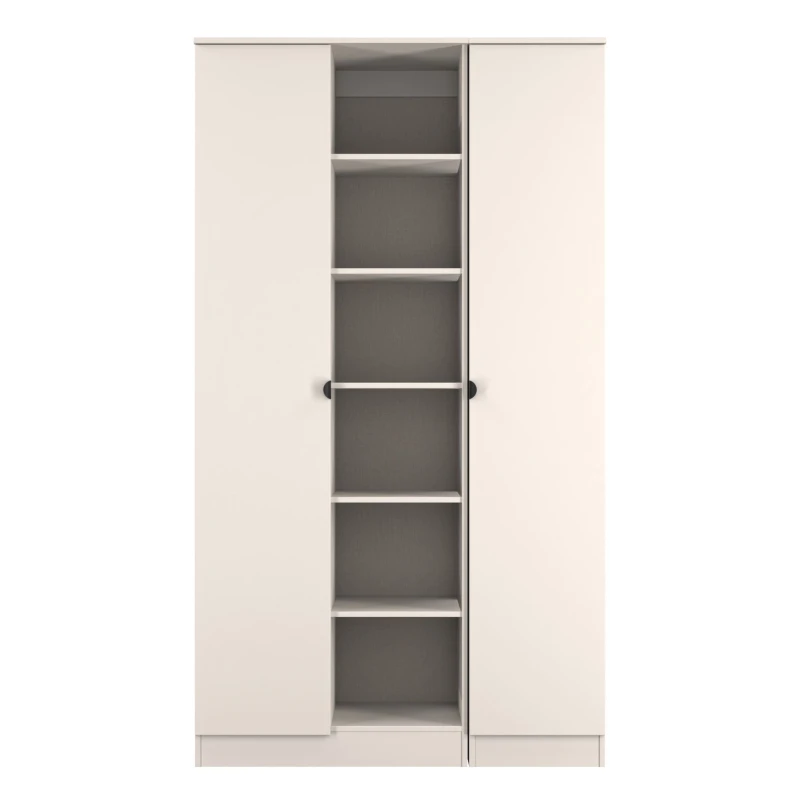 Image of Welcome Furniture Solomon 2 Door Open Shelf Triple Wardrobe Wardrobes XL Beige 42265290470