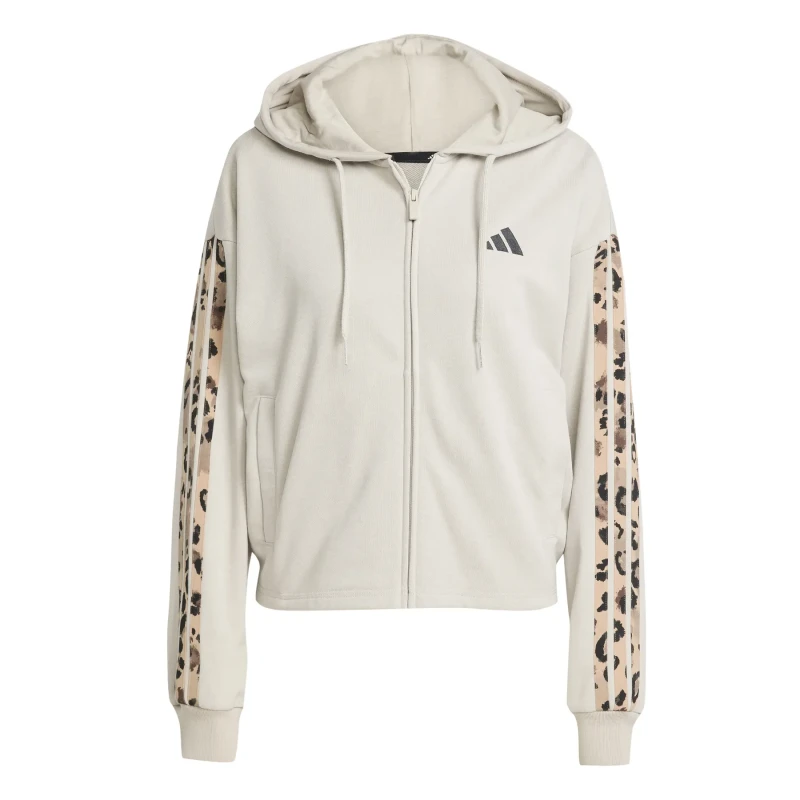 Image of Adidas Womens hooded sweatshirt adidas Animal Print 3 stripes Beige Female S