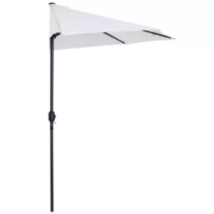 Image of Outsunny 3m Half Round Umbrella Parasol-White