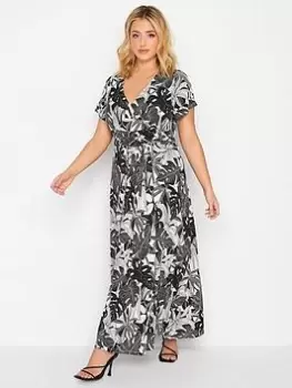 Image of Yours Wrapped Neck Dress With Front Tie Detail - Black, Size 18, Women