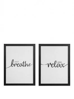 Image of Set Of 2 Framed Wall Art - Breathe/Relax