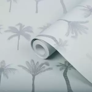 Image of Graham & Brown Nikau Mint Green Tree Metallic Effect Smooth Wallpaper