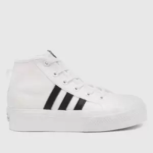 Image of Adidas White & Black Nizza Platform Mid Junior Trainers