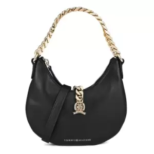 Image of TOMMY HILFIGER Chain Leather Mini Crossover Bag - Black