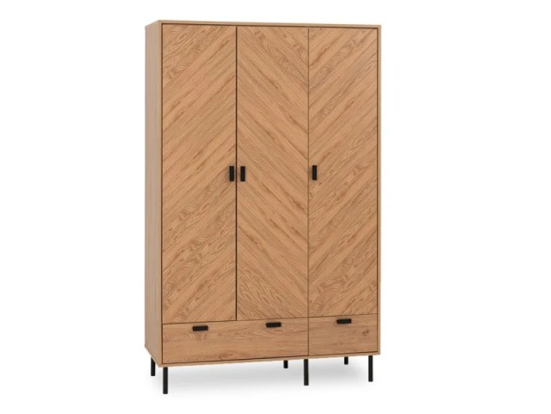 Image of Seconique Leon Oak 3 Door 2 Drawer Triple Wardrobe