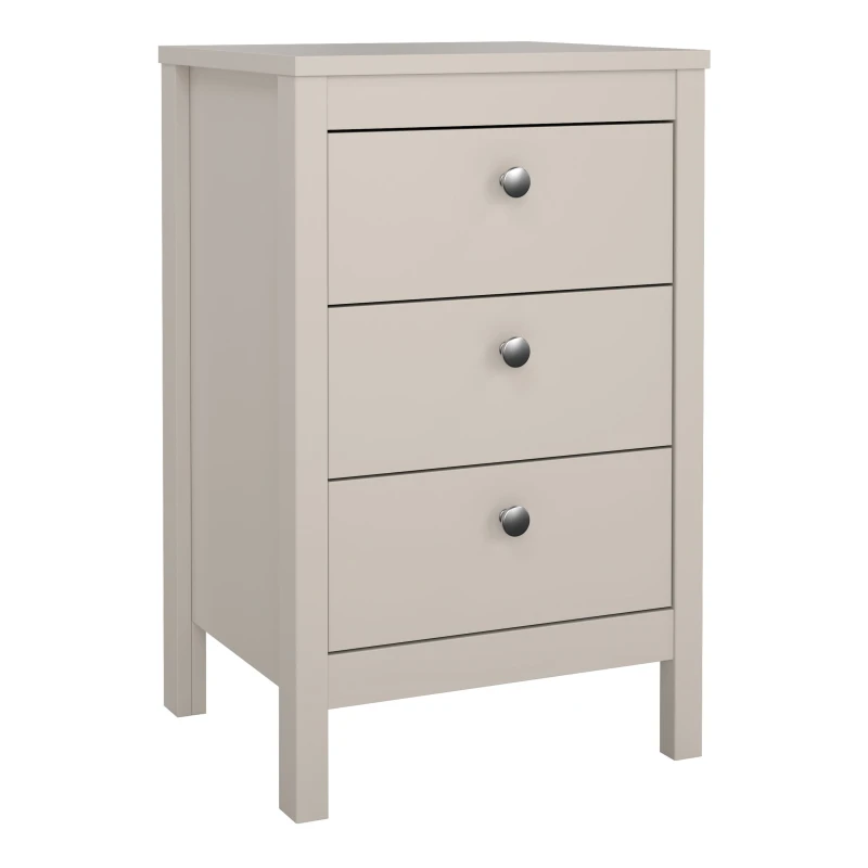 Image of Furniture To Go Madrid Bedside Table 3 Drawers in Cashmere in Beige Beige Unisex
