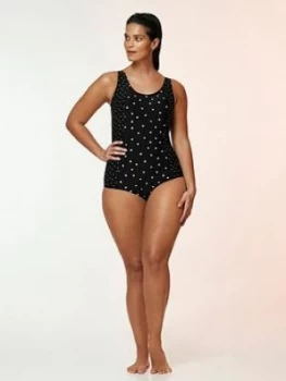Image of Evans Spot Print Panelled Swimsuit - Black