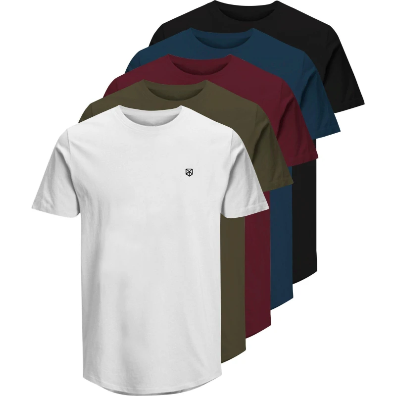 Image of Jack and Jones 5 Pack Brody Short Sleeve T-Shirt Mens - Multi Multi S