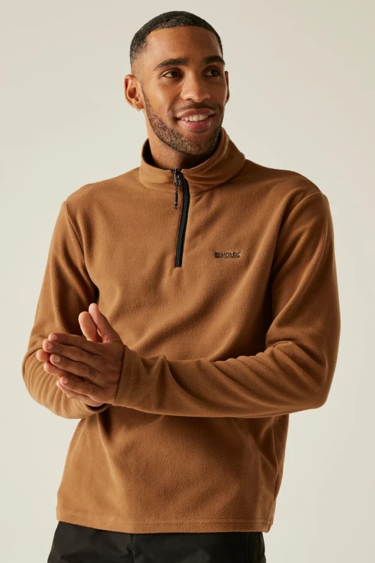 Image of Regatta Mens Thompson Lightweight Half Zip Fleece in Brown Size: Large Brown Male L