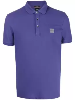 Image of BOSS Passenger logo-patch polo shirt Purple