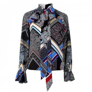 Image of Biba Cut Out Pussybow Blouse - Multi