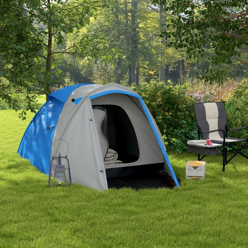 Image of Outsunny 2-3 Man Camping Tent with Living Area - Blue A20-423V00DB