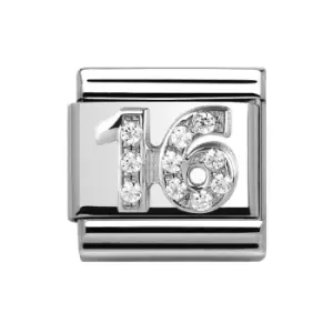 Image of Nomination Classic Silver "16" Zirconia Charm