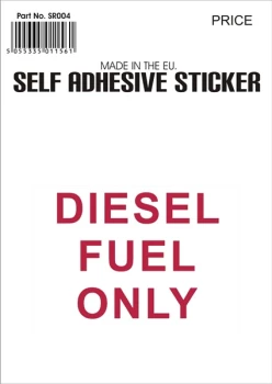 Image of Outdoor Grade Vinyl Sticker - Red - Diesel Fuel Only- CASTLE PROMOTIONS- V94
