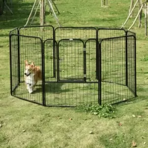 Image of Pawhut 0.79 X 1M Pet Playpen w/ Metal Hutch Cage For Rabbits Guineas & Dogs & Puppies - Black