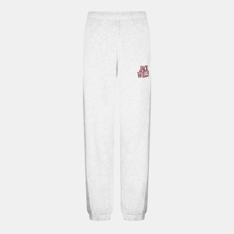 Image of Jack Wills Womens JW Contrast Logo Closed Hem Fleece Joggers Light Heather female 8 (XS)