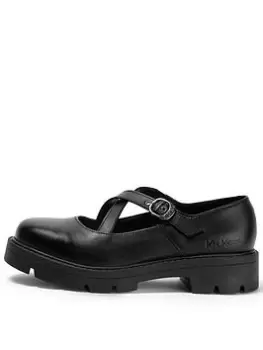 Image of Kickers Youth Kori Mary Jane Cross Leather School Shoe, Black, Size 6 Older