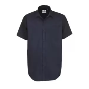 Image of B&C Mens Sharp Twill Short Sleeve Shirt / Mens Shirts (S) (Navy Blue)