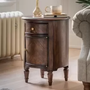 Image of Matola Dark Wood Drum Side Table Matola Brown