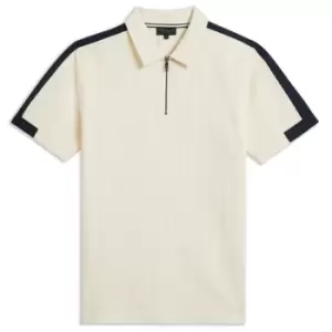Image of Ted Baker Abloom Zip Polo Shirt Mens - Cream