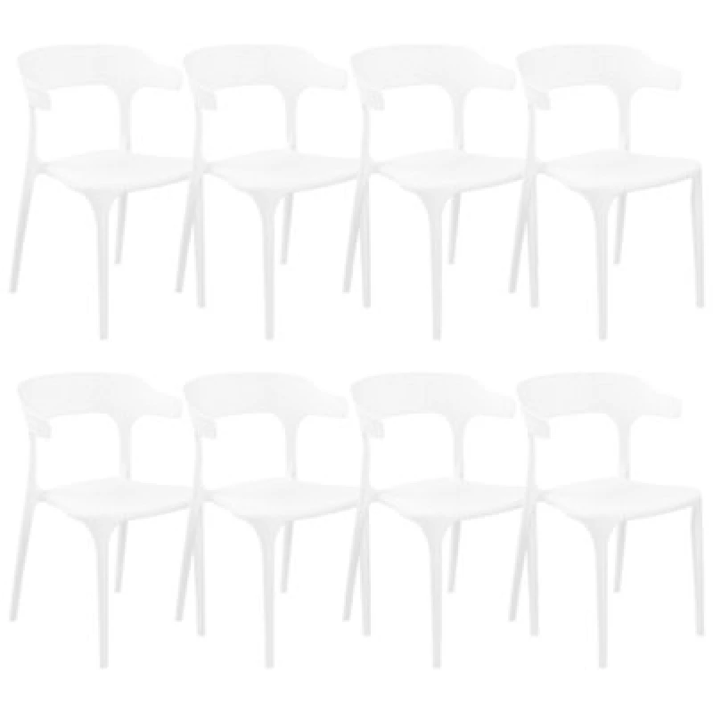 Image of Beliani Set Of 8 Dining Chairs Gubbio White