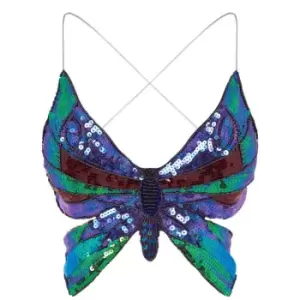 Image of Daisy Street Y2K Strappy Butterfly Crop Top - Purple
