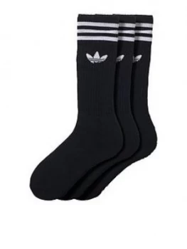 Image of Adidas Originals 3 Pack Of Solid Crew Socks - Black