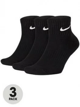 Image of Nike Everyday Cushion Ankle Socks (3 Pack), Black Size M Men