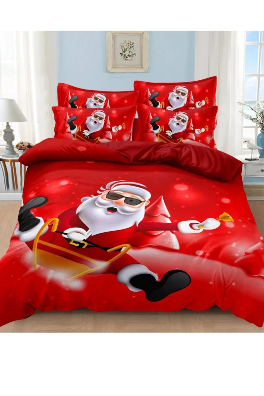 Image of Ezysleep Ezysleep Rock on Santa Christmas Duvet Set in Red Size: Single Red Single Unisex 0721545336729