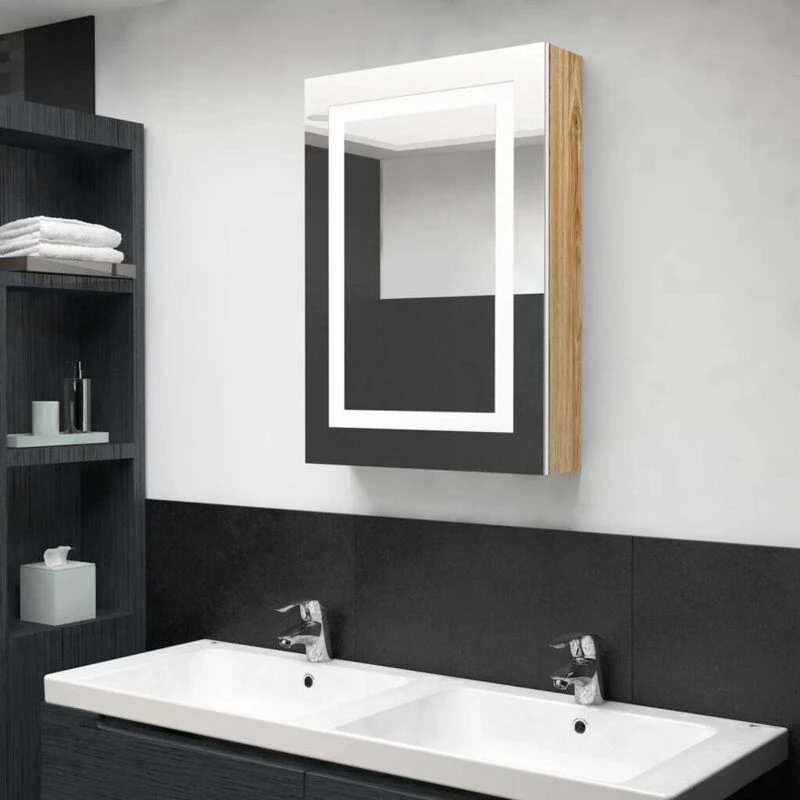 Image of VIDAXL Vidaxl - LED Bathroom Mirror Cabinet White and Oak 50x13x70cm 8720286332566