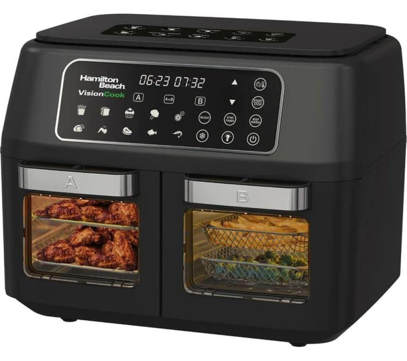 Image of HAMILTON BEACH VisionCook HB2116A Dual Air Fryer - Black,Silver/Grey 5060916371194