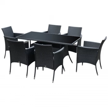 Image of Outsunny 7pc Rattan Garden Furniture Dining Set - Black/Cream