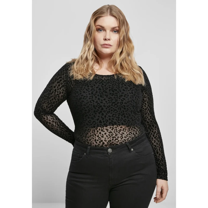 Image of Urban Classics Womens bodysuit Urban Classics flock lace (large sizes) Noir Female 2XL