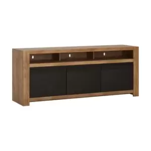 Image of Havana 2 Door 1 Drawer TV Unit In Lefkas Oak Effect With Matte Black Fronts