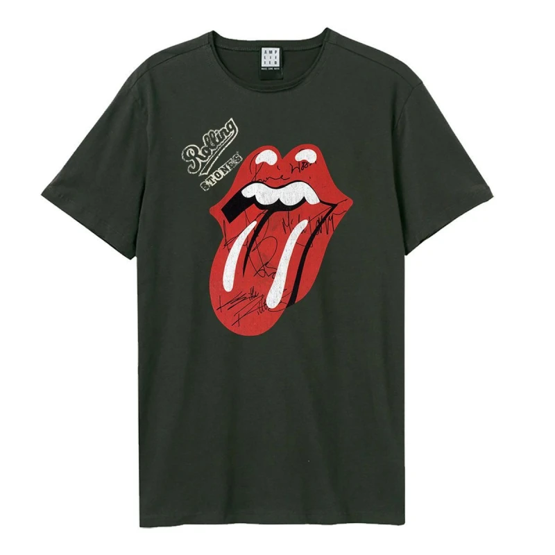Image of Amplified Amplified Men Tongue The Rolling Stones T-Shirt in Charcoal Size: Small Charcoal S Male 5063470092277