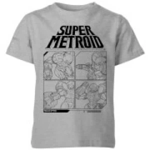 Image of Nintendo Super Metroid Instructional Panel Kid's T-Shirt - Grey - 7-8 Years