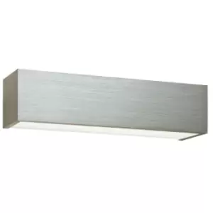 Image of Modern Up & Down Indoor Wall Light Brushed Silver & Glass 8W Warm White LED