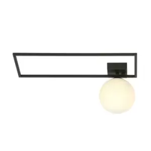 Image of Imago Black Right Side Globe Ceiling Light with White Glass Shades, 1x E14