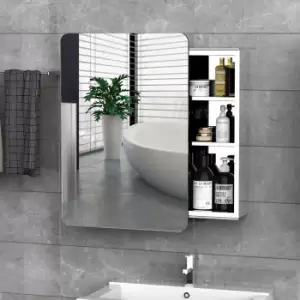Image of 66 x 44cm Curved Bathroom Storage Cabinet With Sliding Mirror Door 3 Shelves