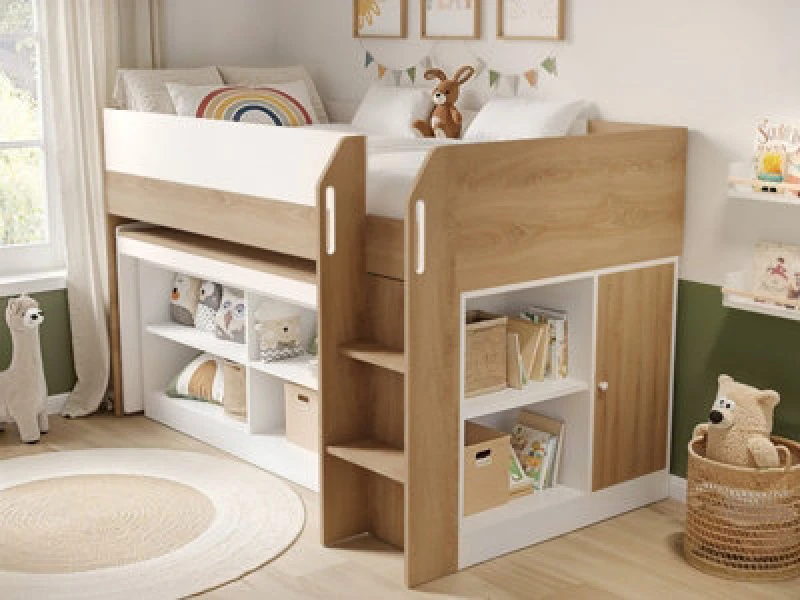 Image of Flair Aiden Kids Cabin Bed With Storage White & Oak