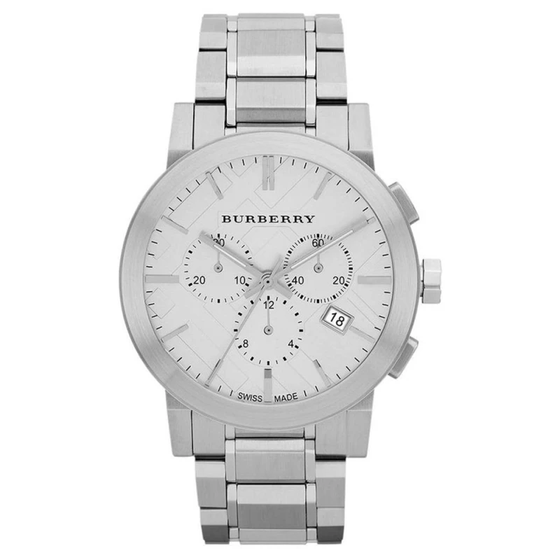 Image of Burberry Burberry BU9350 Large Check Stainless Steel Bracelet Mens Watch 42 silver silver