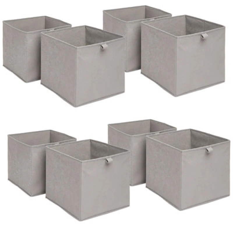 Image of OHS OHS Pack of 8 Plain Folding Storage Boxes in Grey Grey One Size Unisex 5027434150946