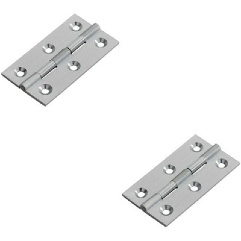 Image of Loops 2x PAIR 64 x 35 x 2mm Cabinet Hinge Satin Chrome Small Cupboard Door Multi