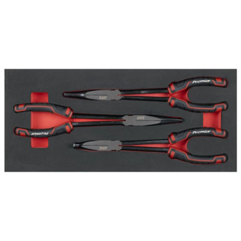 Image of Sealey Premier 3 Piece Long Reach Needle Nose Pliers Set in Module Tray TBT58