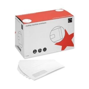 Image of 5 Star Office DL Mailing Machine Envelopes Wallet Gummed Window 90gsm White Pack of 500