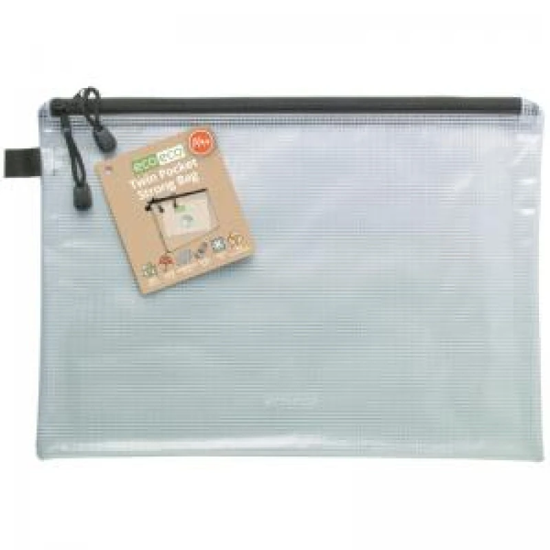 Image of Eco Eco 90% Recycled Twin Pocket Strong Bag A4+ Clear eco062-S