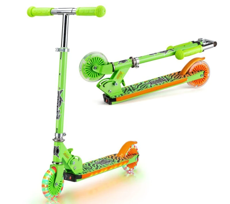 Image of XOOTZ Wild Rider Tiger LED Kids Kick Scooter - Green 5031470254919