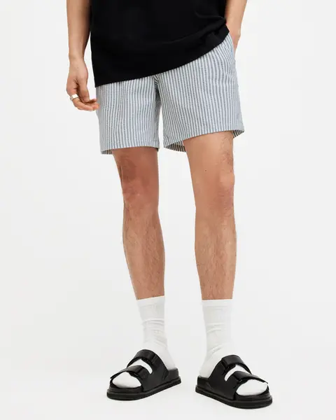 Image of AllSaints Warden Striped Swim Shorts