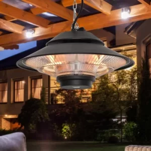 Image of Alfresco Aluminium Hanging Electric Patio Heater with Remote Control 1.5KW, Black